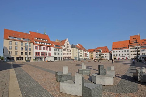 Houses on the Obermarkt, Market Square, Freiberg, Saxony, Germany, Europe