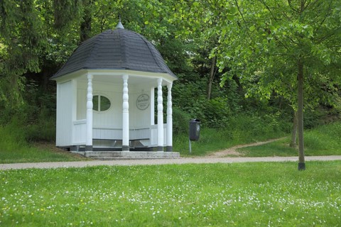 Hubertus temple, gazebo, pavilion, white, spa gardens, Hubertus temple, Bad Schwalbach, Taunus,