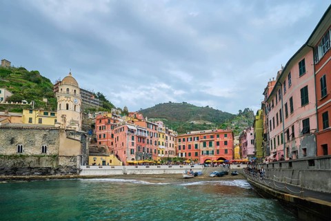 VERNAZZA, ITALY, APRIL 25, 2019: Vernazza village popular tourist destination in Cinque Terre