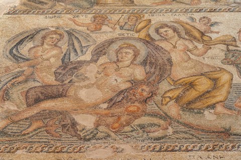 Mosaic in the Villa of Aion, Paphos Archaeological Park, Cyprus, Europe