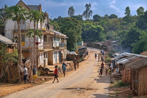 Streetscene in Dabolava, gold miners' village near Miandrivazo, Menabe Region, Central Highlands,