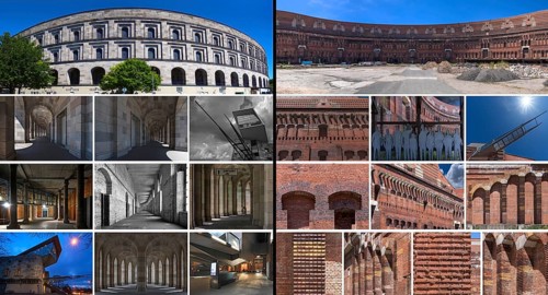 Exterior and interior view of the Congress Hall, unfinished National Socialist monumental building