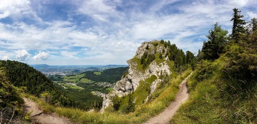 Hiking trail to the summit of the Nockstein, Osterhorn Group, Flachgau, Land Salzburg, Austria,