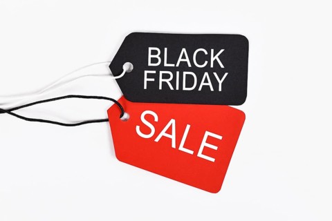 Black Friday and Sale price tags on white background