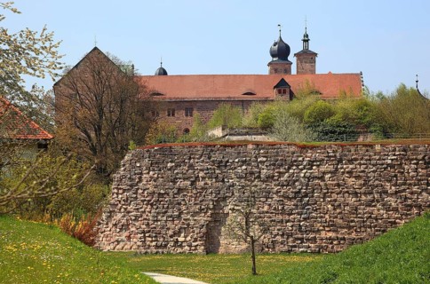 East side with the rampart wall, Plassenburg, Kulmbach, Upper Franconia, Bavaria, Germany, Europe