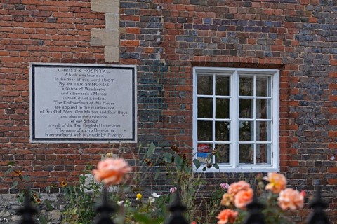Information board, Christ's Hospital, Winchester, Hampshire, England, United Kingdom, Europe