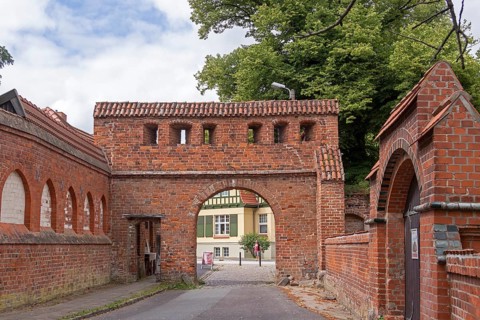Gate, monastery wall, Bad Doberan, Mecklenburg-Western Pomerania, Germany, Europe