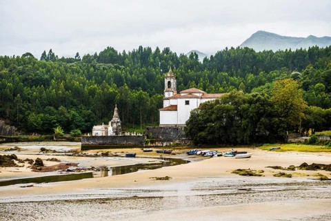 Church and cemetery by the sea, Parroquia de Nuestra Señora de los Dolores, near Llanes, Asturias,