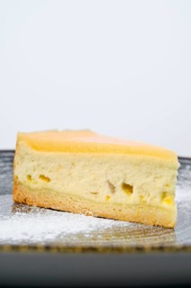 Close up view portion of pumpkin cheese cake