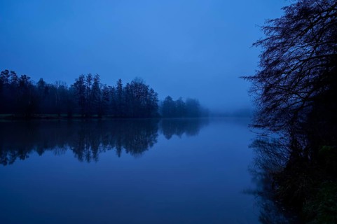 River Main at dawn, Urphar, Wertheim, Main, Main-Tauber-Kreis, Baden-Württemberg, Germany, Europe
