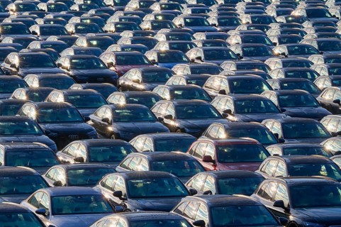 Large number of cars on assembly point, Brand Audi, Germany, Europe