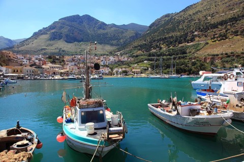 Boat in the fishing port of Castellammare del Golfo, municipality in the province of Trapani,