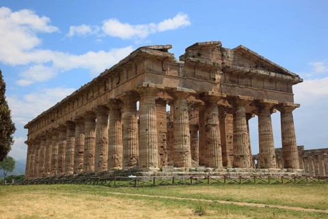 The Athenaion, Temple of Ceres or Temple of Athena in Paestum, Campania, Italy, Europe