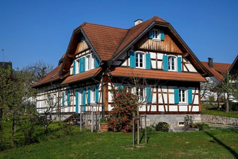 Typical Black Forest house, half-timbered, Affental, Bühl, Baden-Württemberg, Germany, Europe