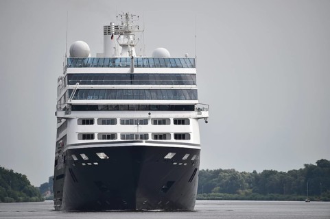 Cruise ship Azamara Pursuit on voyage through the Kiel Canal, Schleswig-Holstein, Germany, Europe