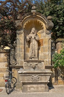 St Francis Fountain, St Elisabeth in the Sand, Bamberg, Upper Franconia, Bavaria, Germany, Europe