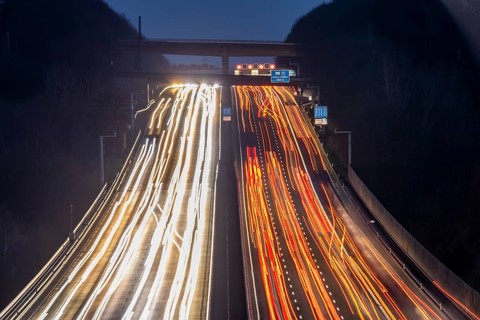 Motorway A3 between Düsseldorf and Leverkusen, near Erkrath, freeing of the hard shoulder during