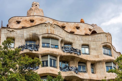 Casa Milà by Gaudi in Barcelona, Spain, Europe