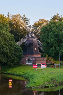 Höltingmühle on the River Hase, Meppen, Emsland, Lower Saxony, Germany, Europe