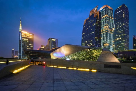 GUANGZHOU, CHINA, APRIL 27, 2018: Guangzhou Opera House designed by famous Iraqi architect