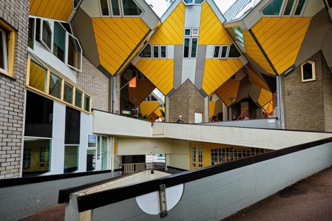 ROTTERDAM, NETHERLANDS, MAY 24, 2018: Cube houses, innovative cube-shaped houses designed by