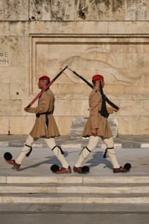 ATHENS, GREECE, MAY 20, 2010: Changing of the presidential guard Evzones in front of the Monument