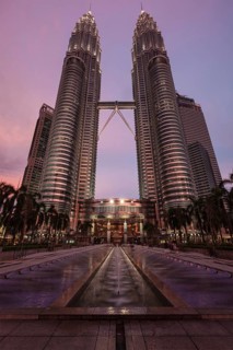 KUALA LUMPUR, MALAYSIA, MAY 5: Petronas Twin Towers in twilight on May 5, 2011 in Kuala Lumpur.