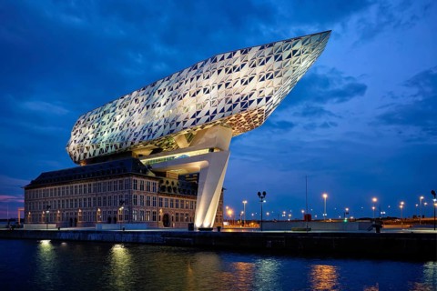 ANTWERP, BELGIUM, MAY 27, 2018: Antwerp port administration headquarters, designed by famous