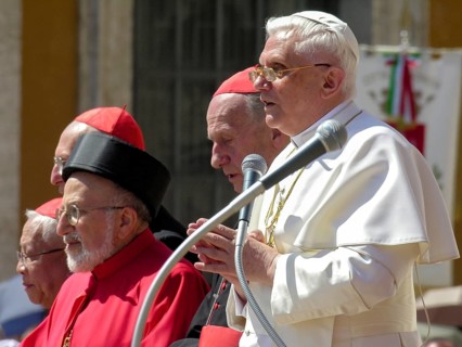 Pope Benedict XVI Joseph Ratzinger prays with Carinthians for 1st audience on 27. 04. 2005, St.