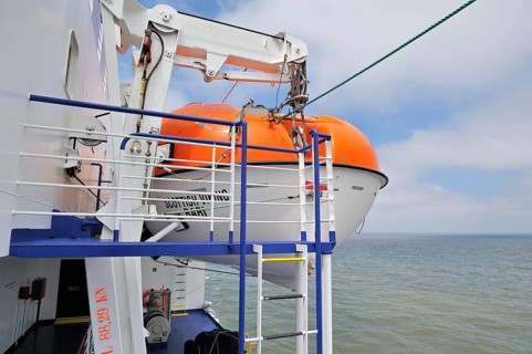 Lifeboat on board a ferry