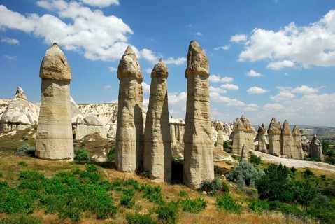 Tuff rocks, fairy fireplaces, Love Valley, Göreme, Cappadocia, Turkey, Asia