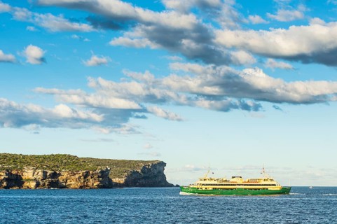 Ferry before Sydney harbour park, Sydney, New South Wales, Australia, Oceania