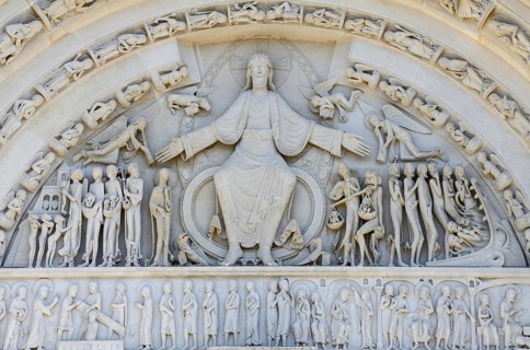 Tympanum of the early Gothic basilica of Sainte-Marie-Madeleine, Last Judgement, Vézelay, Yonne