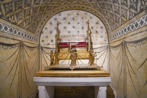Relic of Saint Magdalene in the crypt of the early Gothic basilica of Sainte-Marie-Madeleine,