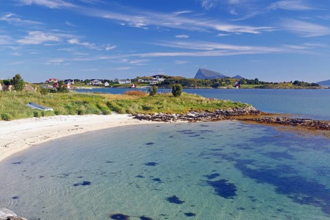 Crystal clear bays and sandy beaches on Sommarøy, summer, holiday, Troms og Finnmark, Norway,