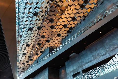 Harpa Concert Hall and Congress Centre, interior view, artistic modern architecture, Reykjavik,