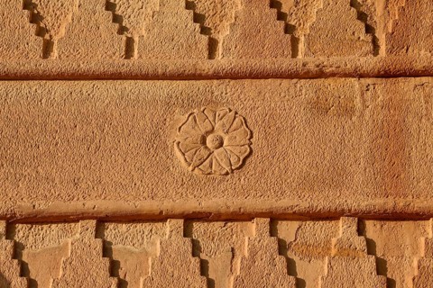 Rosette on a Nabataean tomb at Djabal Al-Ahmar, Hegra or Madain Salih, AlUla region, Medina