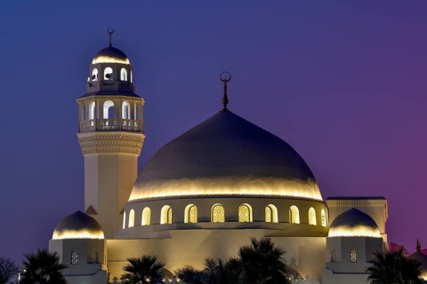 Jawzaa Al-Qahtani Mosque on the Corniche, Blue Hour, Blue Hour, Al Khobar, Ash Sharqiyah province,
