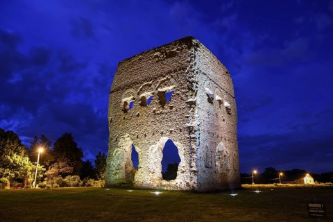 Temple of Janus, first-century tower, blue hour, blue hour, Autun, Saône-et-Loire department,