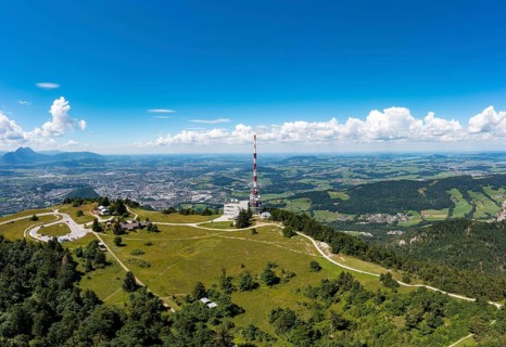 Drone image, Gaisberg transmitter on the Gaisberspitze, Gaisberg, Salzburg, Austria, Europe