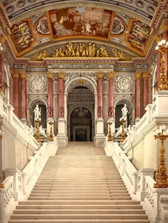 Der Aufgang im Burgtheater in Wien, Österreich, um 1890, Historical, digitally restored