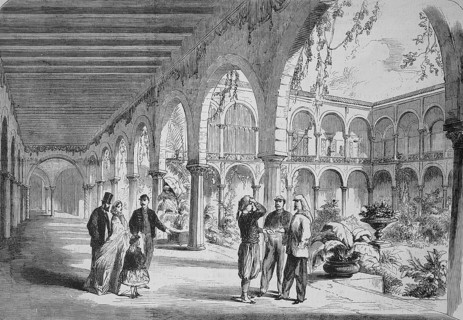 Inner courtyard of the Governor's Palace, Beys Palace or Ahmad Bey Palace, in Constantine, 1869,