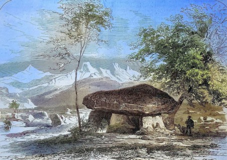 Megalithic site, Pierre-aux-Fées dolmen near Reignier, 1869, in the department of Haute-Savoie in