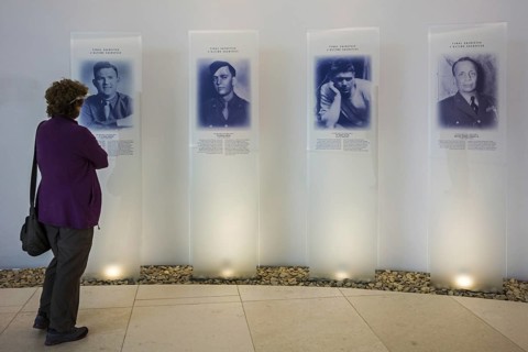 Interior of the visitors centre at the Normandy American Cemetery and Memorial, Omaha Beach,