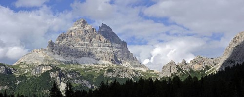 The mountain range Gruppo dei Cadini di Misurina in the Dolomites, Italy, Europe