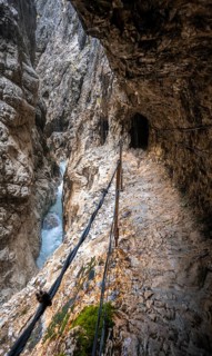 Hiking trail through the Höllentalklamm, near Garmisch-Partenkirchen, Werdenfelser Land, Upper