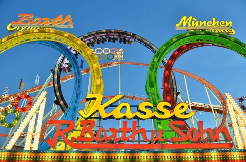 Olympia Looping, five looping roller coaster, Oktoberfest, Munich, Upper Bavaria, Bavaria, Germany,