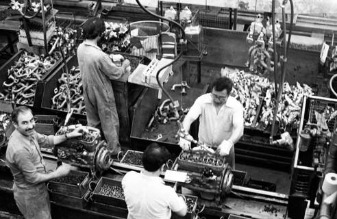 Production of engines, axles and other car manufacturing parts at the Opel plant in Bochum,