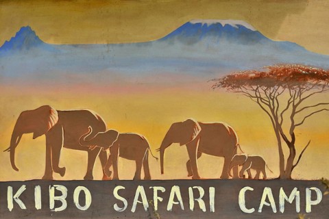 Sign, Kibo Safari Camp, Amboseli National Park, Rift Valley Province, Kenya, Africa