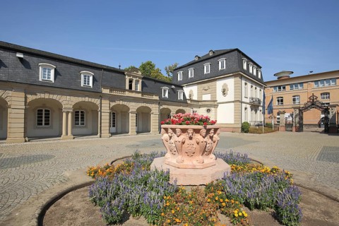 Inner courtyard of the neo-baroque Büsingpalais, Main, Offenbach, Hesse, Germany, Europe